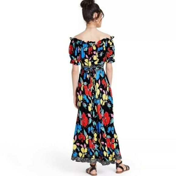 Rixo Floral Off Shoulder Puff Sleeve Dress Size 0 - Picture 3 of 10